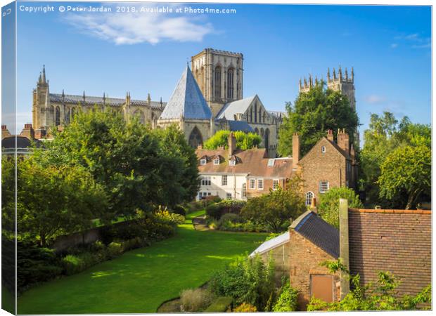 The view over the Deans Garden at York Minster Fro Canvas Print by Peter Jordan