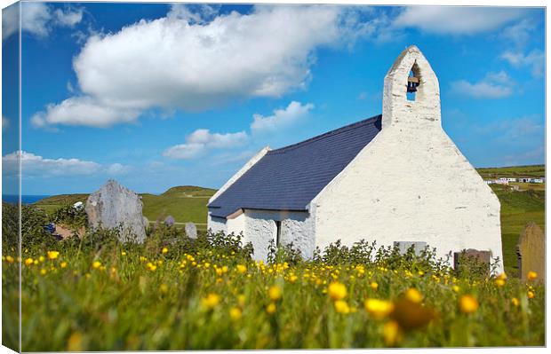 Mwnt Chapel Canvas Print by Andy Barker