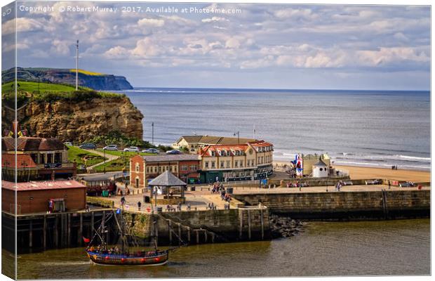 Whitby Harbour Canvas Print by Robert Murray