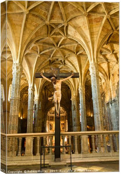 Crucifix, Church of Santa Maria, Belem, Lisbon. Canvas Print by Robert Murray