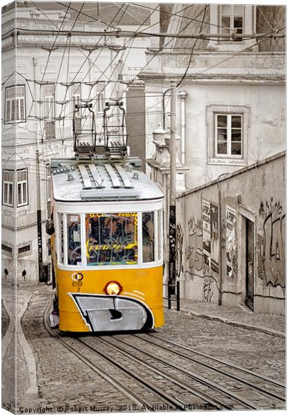 The Gloria Elevator, Lisbon. Canvas Print by Robert Murray