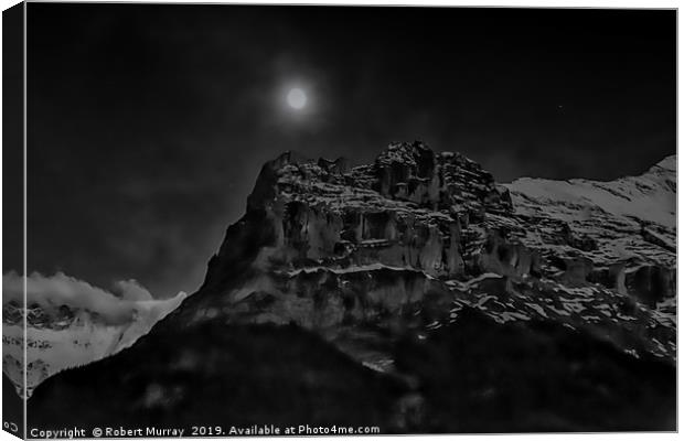 Moon over the Eiger Canvas Print by Robert Murray