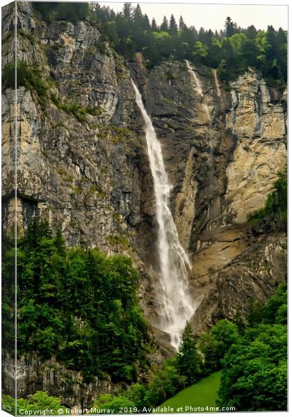  Waterfall, Lauterbrunnen Valley, Switzerland. Canvas Print by Robert Murray