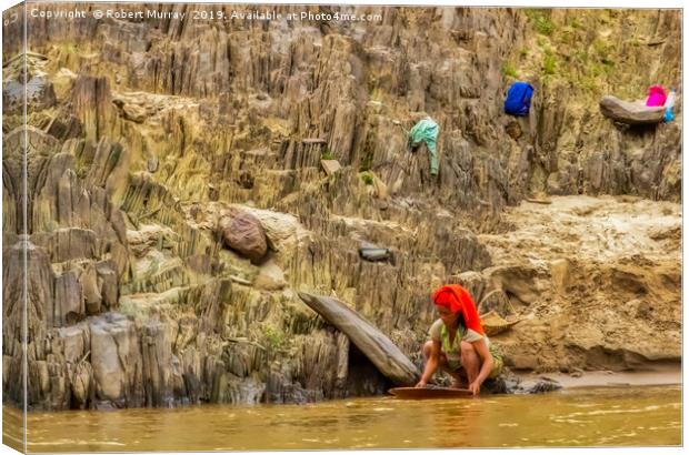 Panning for Gold on the Mekong River Canvas Print by Robert Murray