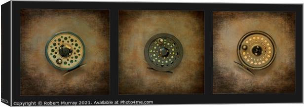 Fishing Reel Triptych Canvas Print by Robert Murray