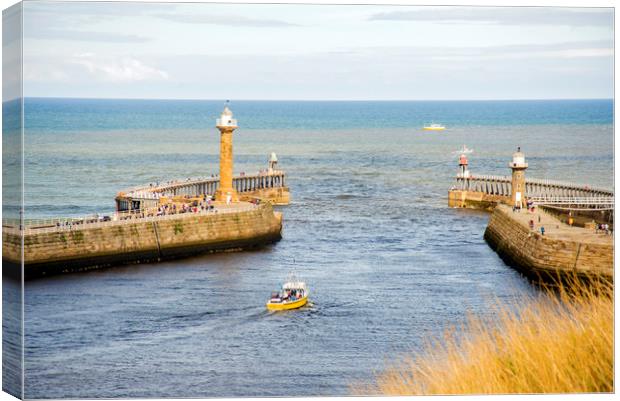 Whitby Lighthouses Canvas Print by Andy Heap