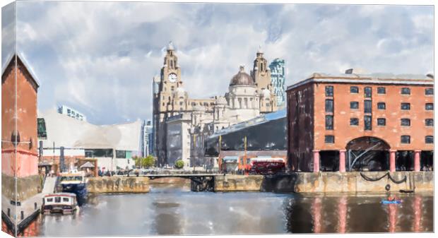 Liverpool waterfront panorama Canvas Print by Jason Wells