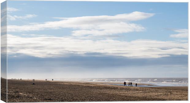 Families walking on Formby beach Canvas Print by Jason Wells