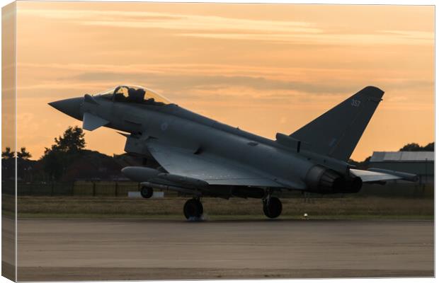 RAF Typhoon landing at sunset Canvas Print by Jason Wells