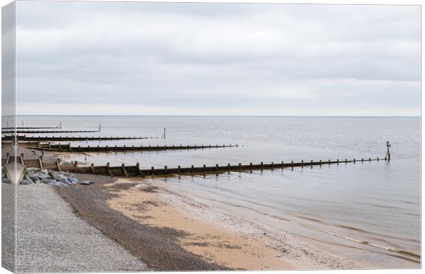 Groynes at Sheringham beach Canvas Print by Jason Wells