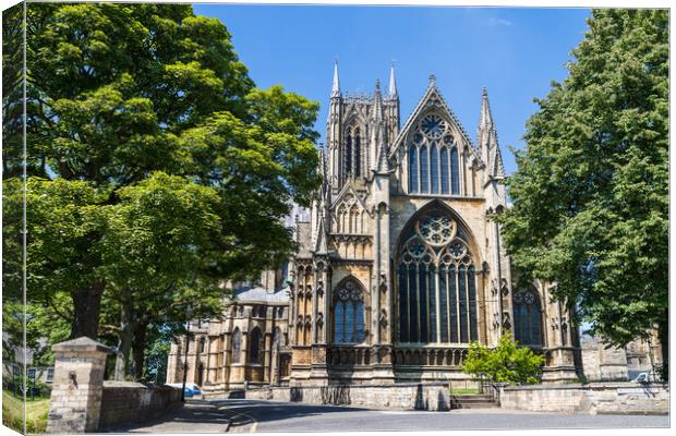 Trees framing Lincoln cathedral Canvas Print by Jason Wells