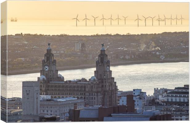 Royal Liver Building backlit by the sunset Canvas Print by Jason Wells
