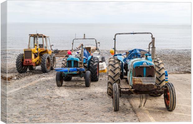Tractors on the slipway at Cromer Canvas Print by Jason Wells