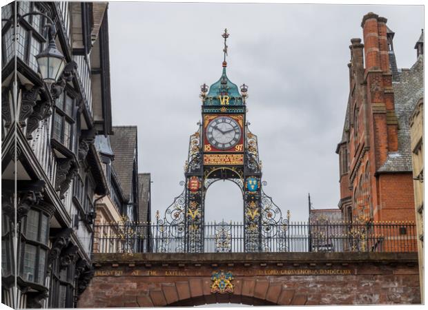 Eastgate Clock on the Chester skyline Canvas Print by Jason Wells