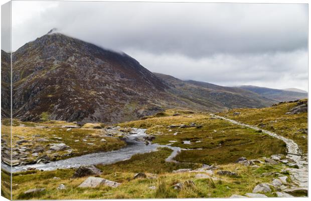 Curving pathway to Llyn Ogwen Canvas Print by Jason Wells