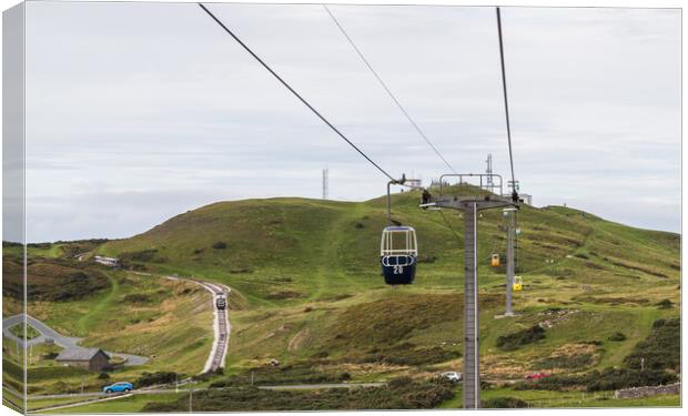 Cable cars on the Great Orme Canvas Print by Jason Wells
