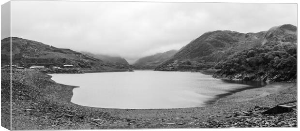 Llyn Peris in black and white Canvas Print by Jason Wells