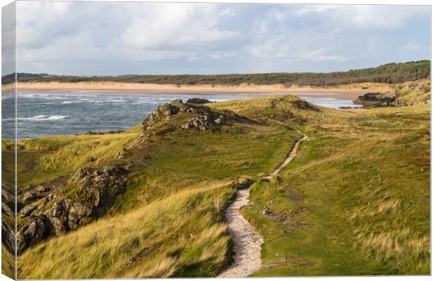 Waves break onto Malltraeth Sands Canvas Print by Jason Wells