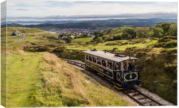 Great Orme tram going up to the summit Canvas Print by Jason Wells