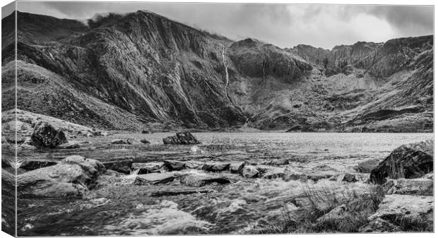 Water running from Lake Idwal Canvas Print by Jason Wells