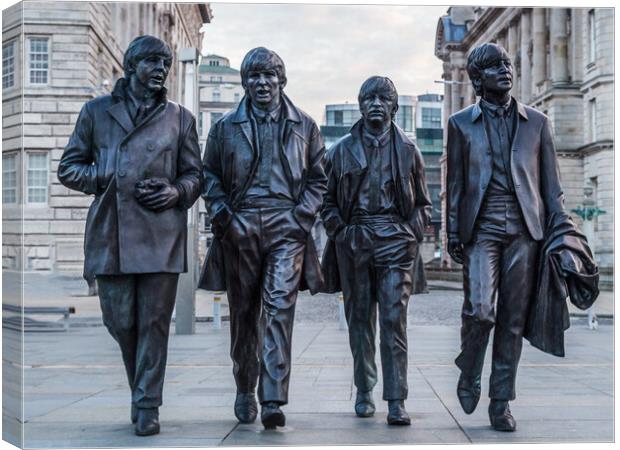 Beatles statue on the Liverpool waterfront Canvas Print by Jason Wells