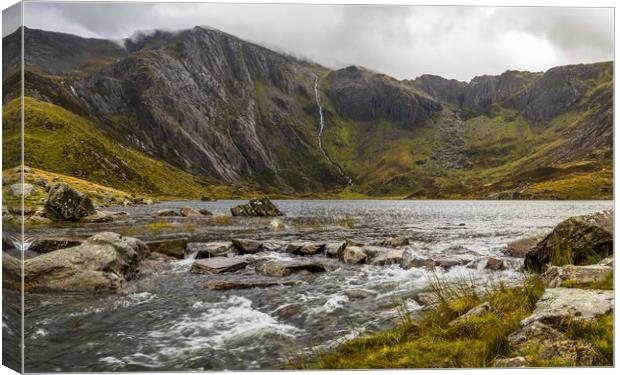 Water running from Lake Idwal Canvas Print by Jason Wells