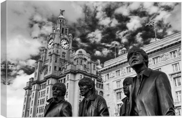 The Beatles statue in monochrome Canvas Print by Jason Wells