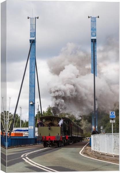 Steam train going over the swing bridge Canvas Print by Jason Wells