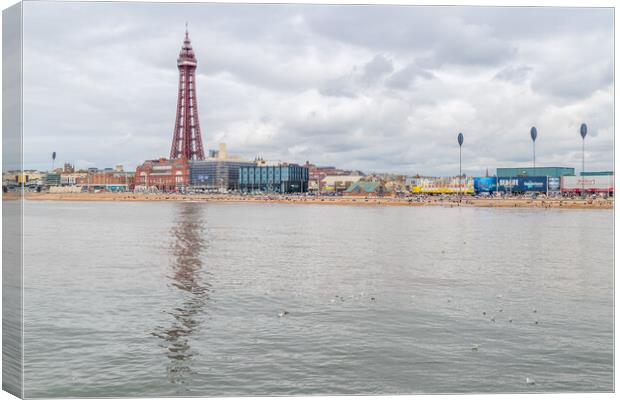 Blackpool Tower at the end of the Golden Mile Canvas Print by Jason Wells