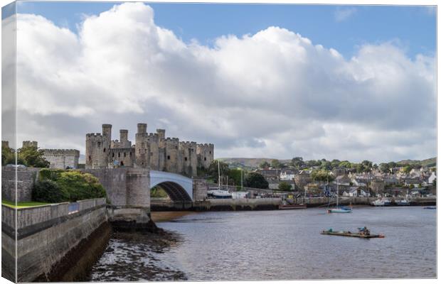 Conwy Castle and harbour panorama Canvas Print by Jason Wells