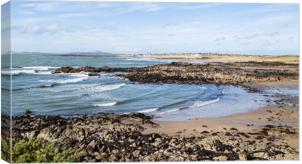 Waves lap against Porth Trecastell Canvas Print by Jason Wells