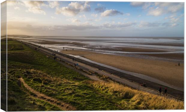 Wallasey Beach at low tide Canvas Print by Jason Wells