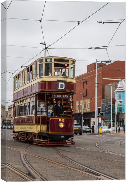 Old double decker tram on the Blackpool waterfront Canvas Print by Jason Wells
