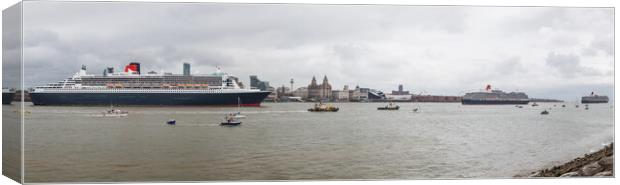 Cunard fleet meeting on the River Mersey Canvas Print by Jason Wells