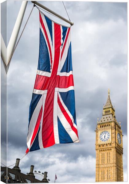 Union Jack in front of Big Ben Canvas Print by Jason Wells