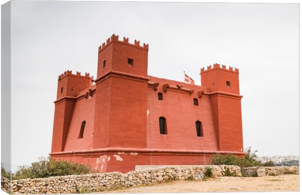 Red Tower in Mellieha Canvas Print by Jason Wells
