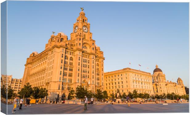 Skate boarders on the Liverpool waterfront Canvas Print by Jason Wells
