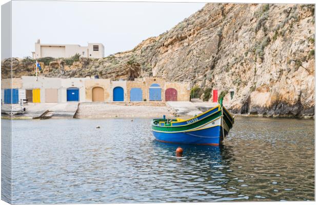 Luzzu boat in Dwejra Inland Sea Canvas Print by Jason Wells