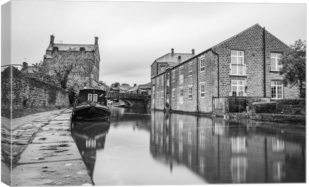 Skipton canal in monochrome Canvas Print by Jason Wells