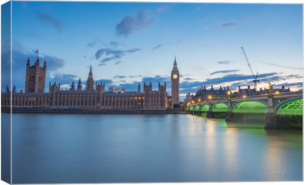 Westminster Bridge after sunset Canvas Print by Jason Wells