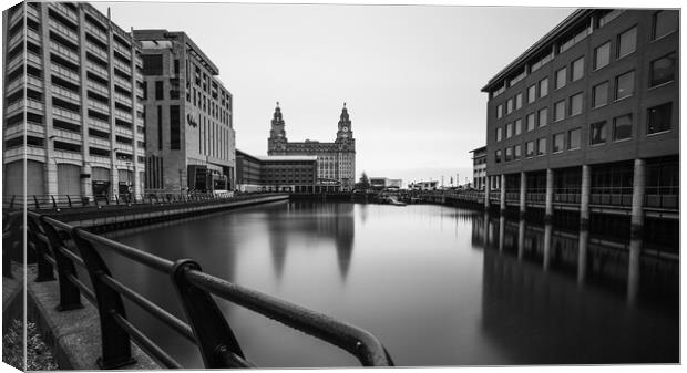 Princes Dock framing the Liver Building Canvas Print by Jason Wells