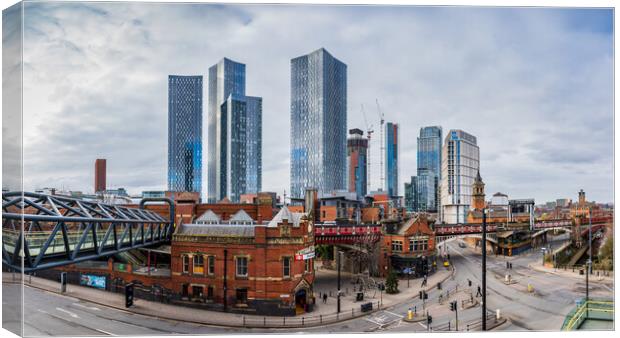 Manchester Deansgate panorama Canvas Print by Jason Wells