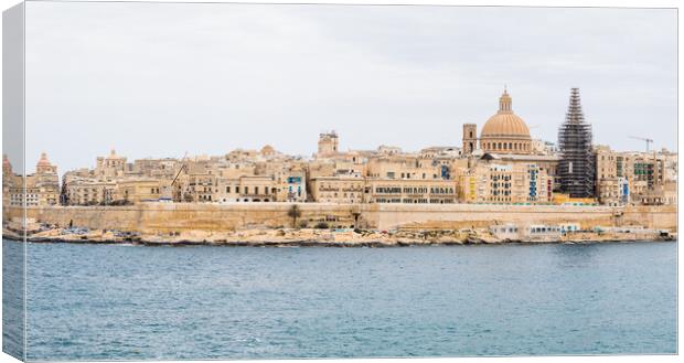 Valletta waterfront from Marsamxett Harbour Canvas Print by Jason Wells