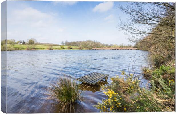 Fishing platform on Carr Mill Dam Canvas Print by Jason Wells