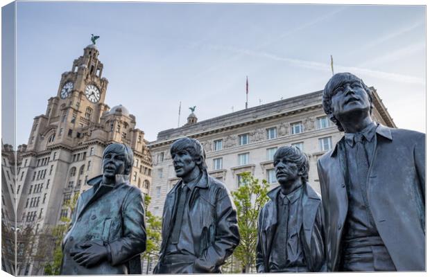 The Beatles Statue on the Liverpool waterferfront Canvas Print by Jason Wells