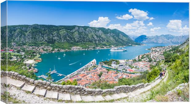 Kotor old town behind the Ladder of Kotor Canvas Print by Jason Wells