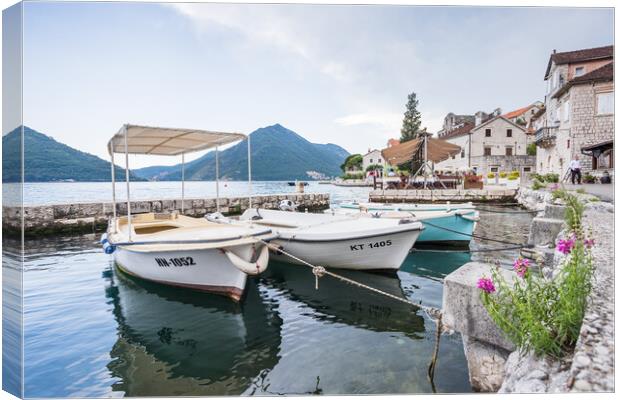 Pretty waterfront of Perast Canvas Print by Jason Wells