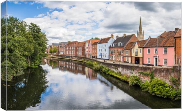 Colourful houses along the River Wensum Canvas Print by Jason Wells