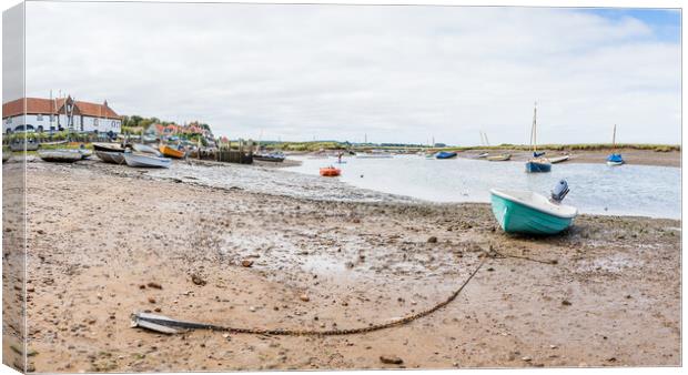 Burnham Overy Staithe boat panorama Canvas Print by Jason Wells