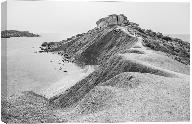 Lunar landscape between Ghajn Tuffieha Bay and Qar Canvas Print by Jason Wells